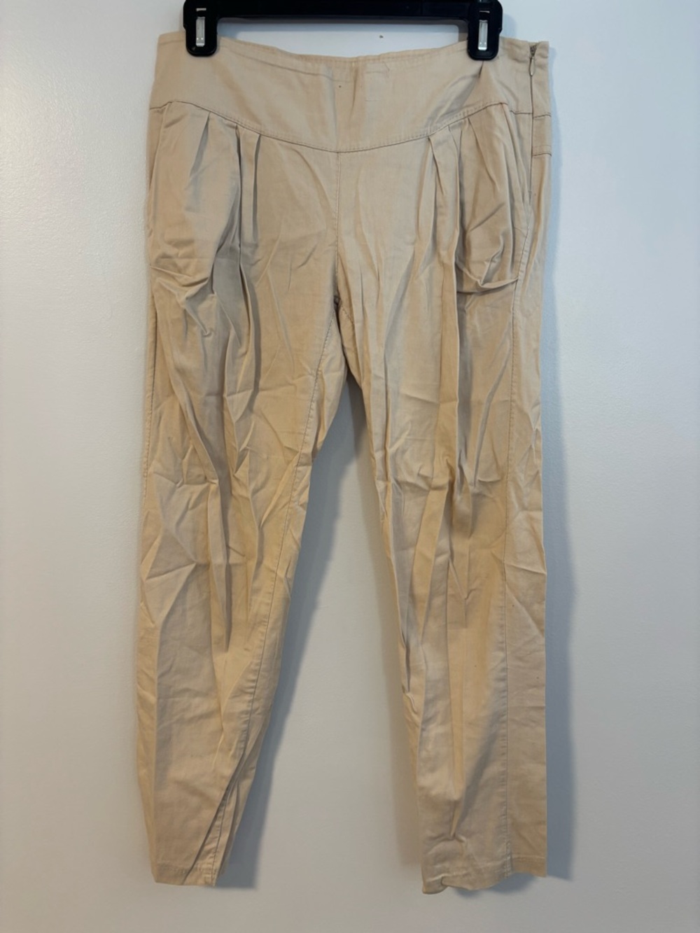 Made in Italy Cotton Cream Tan Khaki Exaggerated Puff Faux Harem Style Large